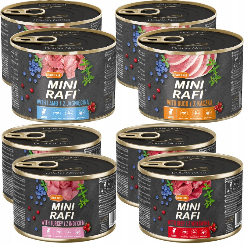 Dolina Noteci Mini Rafi mokra karma dla psa 12x185 g bezzbożowa – mix 4 smaków