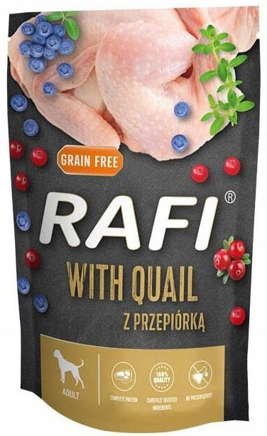 Rafi mokra karma dla psa z przepiórką bezzbożowa – zestaw saszetek 10 x 500 g