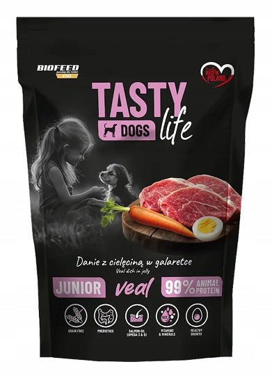 BioFeed Tasty Dogs Life Junior mokra karma dla szczeniąt 10 x 500 g bezzbożowa – mix smaków