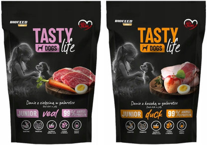BioFeed Tasty Dogs Life Junior mokra karma dla szczeniąt 10 x 500 g bezzbożowa – mix smaków