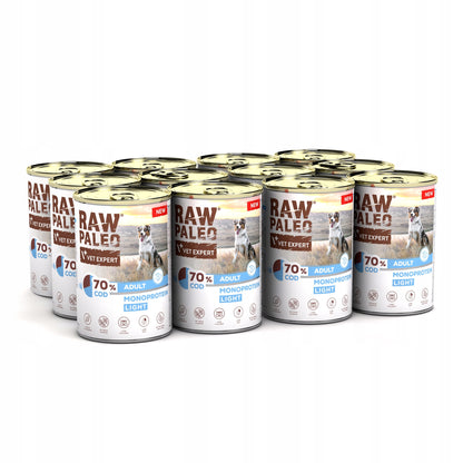 RAW PALEO Mokra karma dla psa light z dorszem, monobiałkowa, bezzbożowa – 12 x 400 g