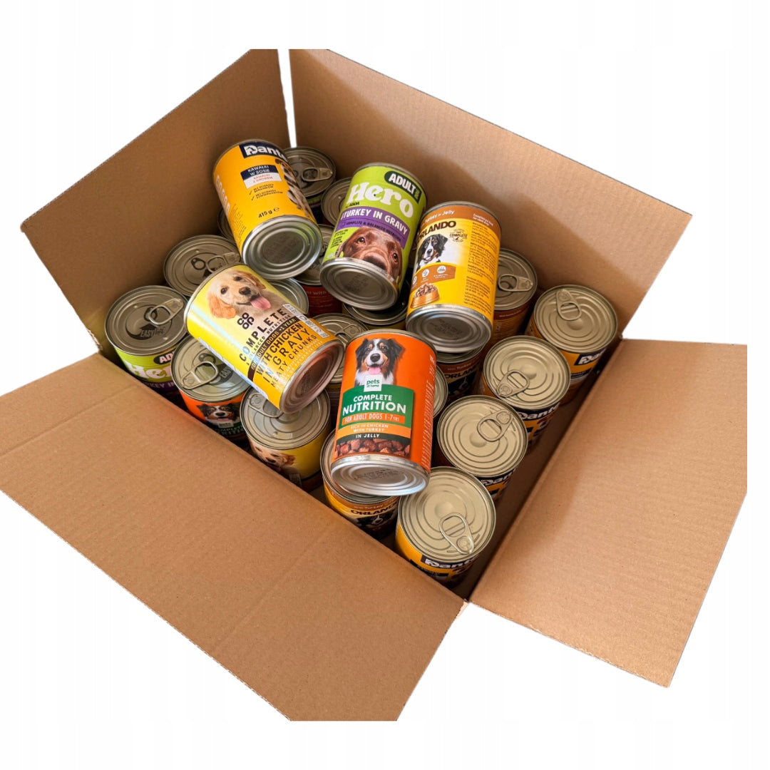 Mokra karma dla psa w puszkach 20 x 400 g – mix smaków i marek dla psów dorosłych