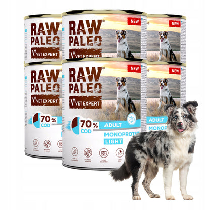 Raw Paleo mokra karma dla psa z dorszem light, monobiałkowa, bezzbożowa – 6x400 g