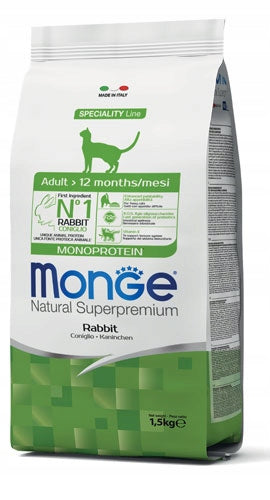 Monge Cat Adult Monoprotein sucha karma dla kota z królikiem 1,5 kg – superpremium
