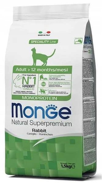 Monge Cat Adult Monoprotein sucha karma dla kota z królikiem 1,5 kg – superpremium