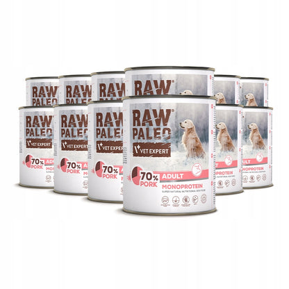 Raw Paleo mokra karma dla psa monobiałkowa z wieprzowiną 12 x 400 g – bezzbożowa, hipoalergiczna