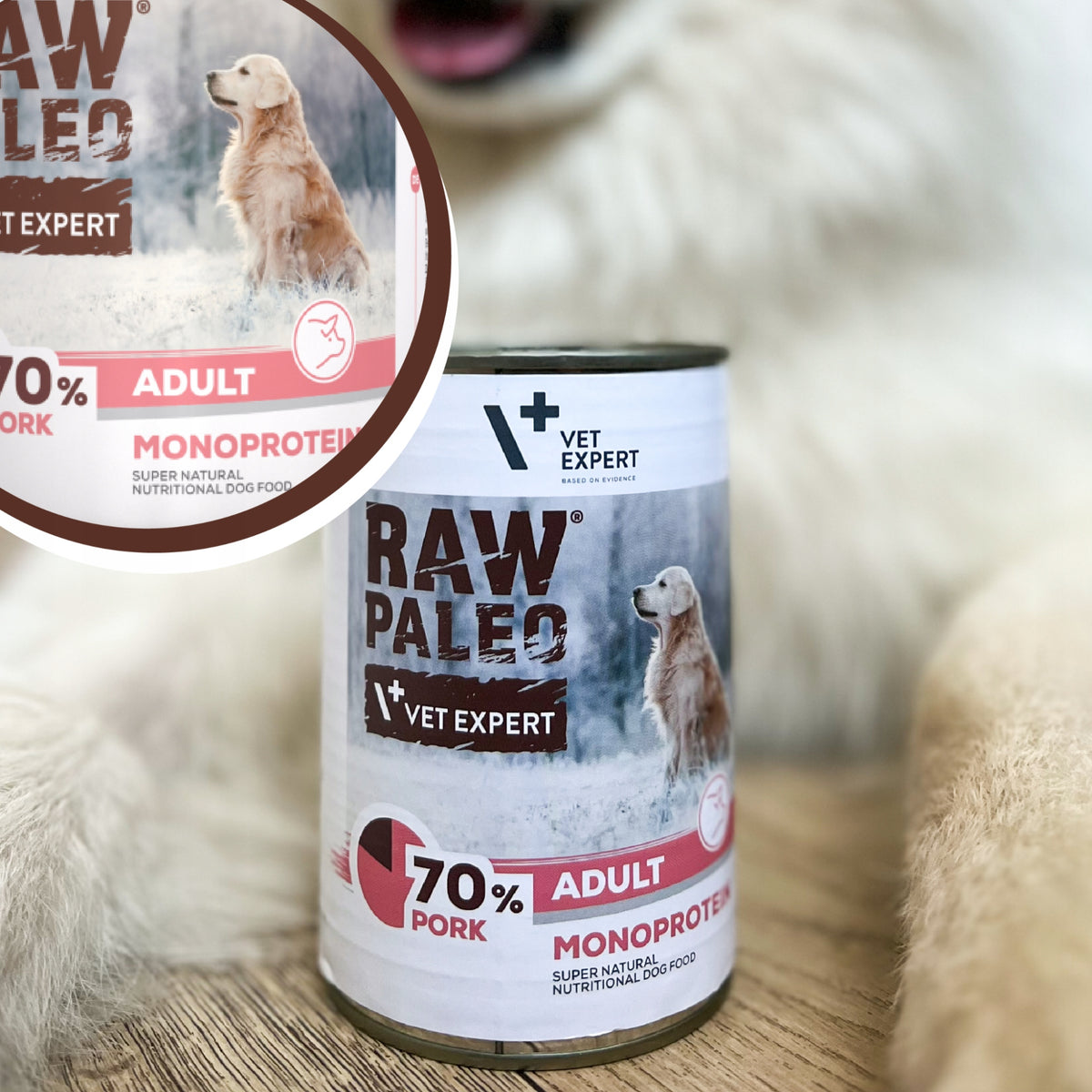 Raw Paleo mokra karma dla psa monobiałkowa z wieprzowiną 12 x 400 g – bezzbożowa, hipoalergiczna