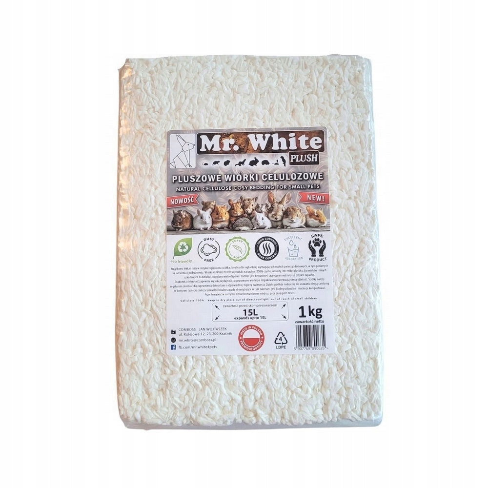 Mr. White Ściółka dla gryzoni z celulozy 2 x 1 kg – pluszowe wiórki bezpyłowe, 15 l