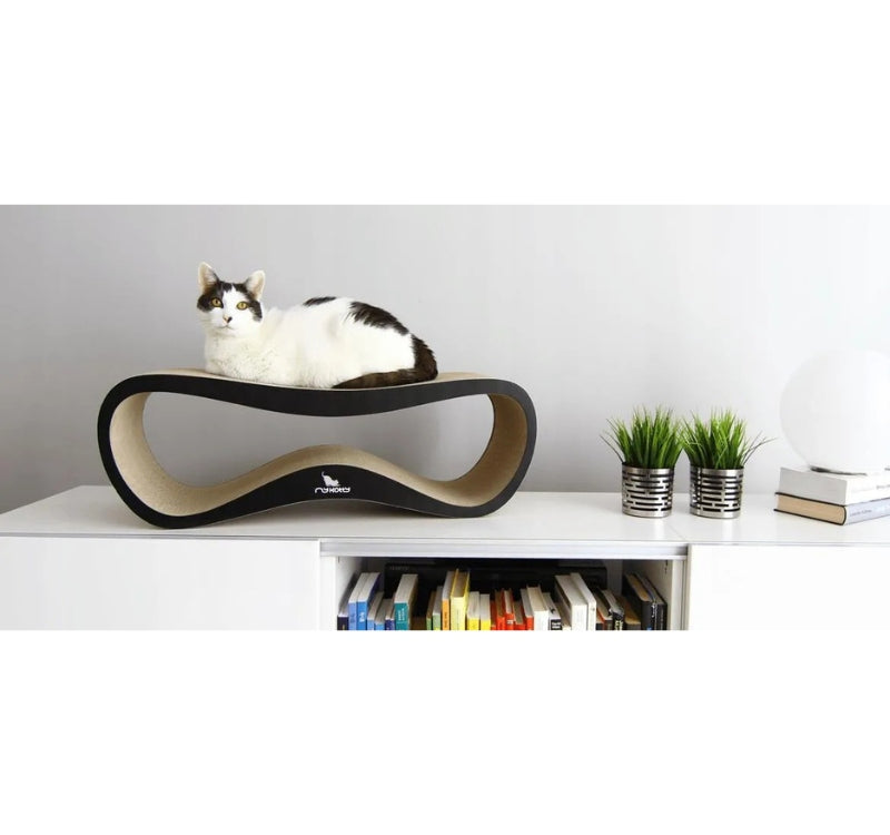 MyKotty LUI drapak tekturowy dla kota z legowiskiem 75 x 26 x 25 cm, 2 poziomy – czarny