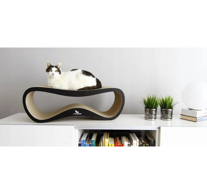 MyKotty LUI drapak tekturowy dla kota z legowiskiem 75 x 26 x 25 cm, 2 poziomy – czarny