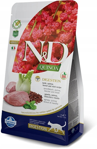 Farmina N&D Quinoa Digestion sucha karma dla kota 1,5 kg z jagnięciną – bezzbożowa