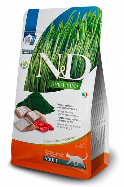 Farmina N&D Spirulina sucha karma dla kota ze śledziem i jagodami goji – 300 g