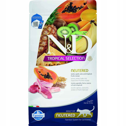 N&D Tropical Selection sucha karma dla kota po kastracji z jagnięciną 1,5 kg