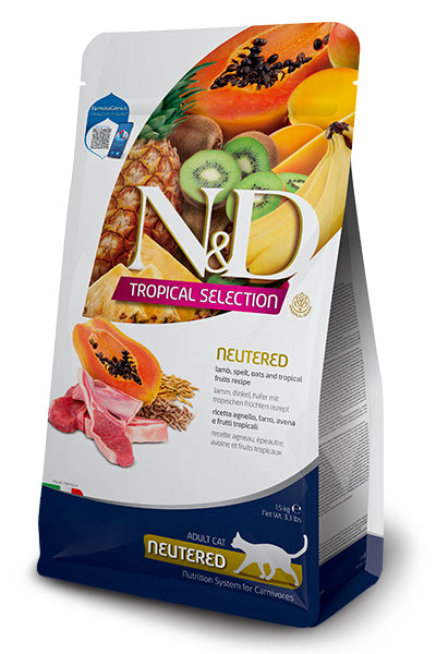 N&D Tropical Selection sucha karma dla kota po kastracji z jagnięciną 1,5 kg