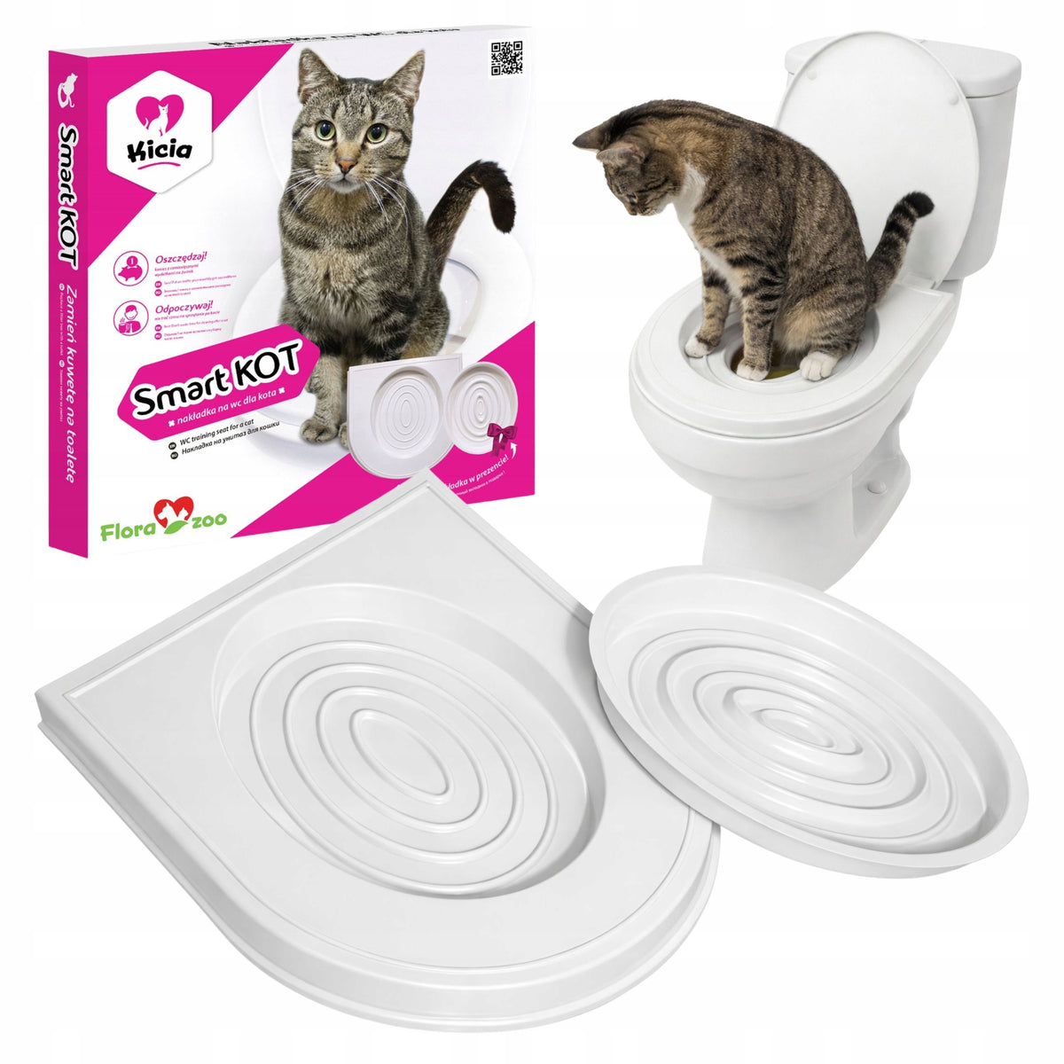 Kicia SmartKOT nakładka na sedes do nauki kota korzystania z WC 40,5 x 40,5 cm – biała