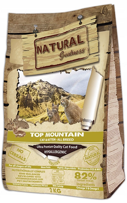 Natural Greatness Top Mountain Rabbit sucha karma dla kota 2 kg – monobiałkowa, królik