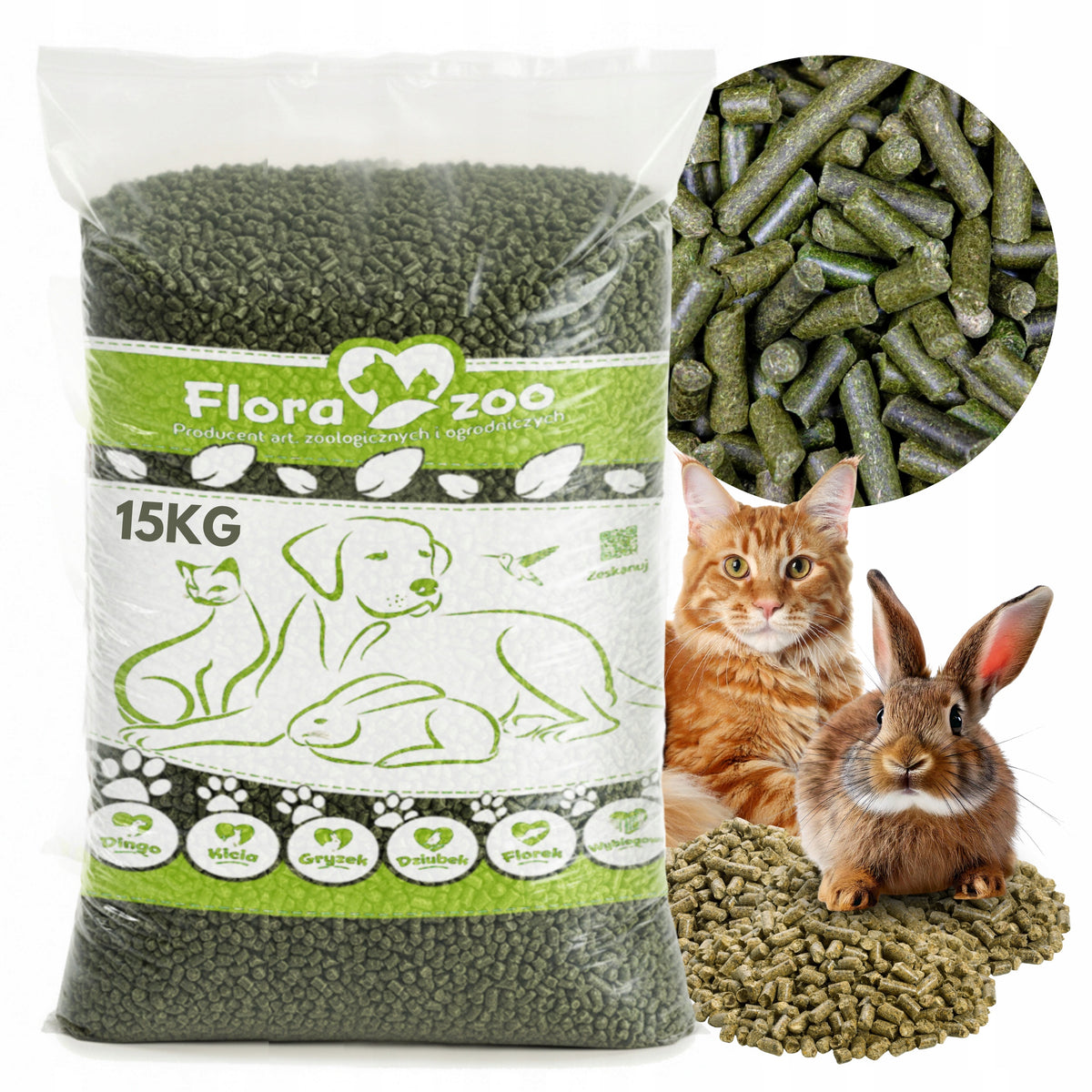 Gryzek Ściółka z siana i słomy 40 l dla królików i gryzoni – pellet niepylący, 15 kg