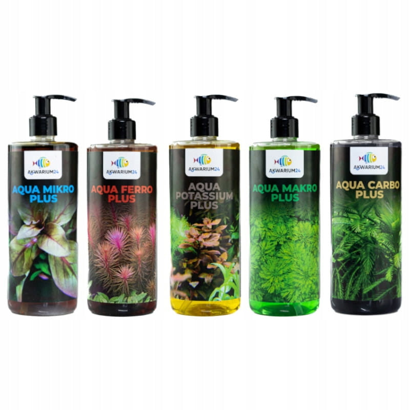 Akwarium24 zestaw nawozów do akwarium 5 x 500 ml – makro, mikro, ferro, potas, carbo