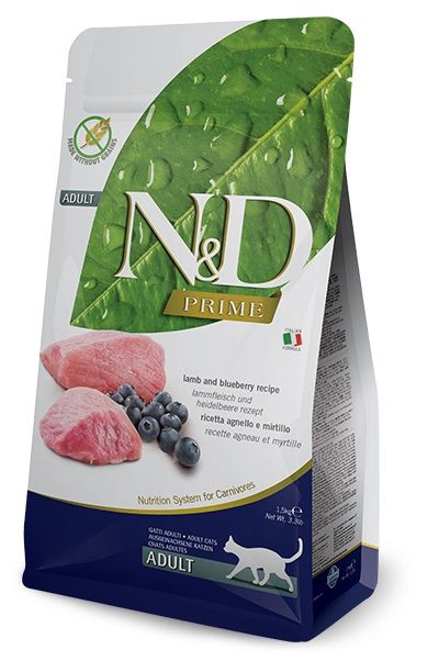 Farmina N&D Prime sucha karma dla kota bez zbóż 1,5 kg – jagnięcina z borówką
