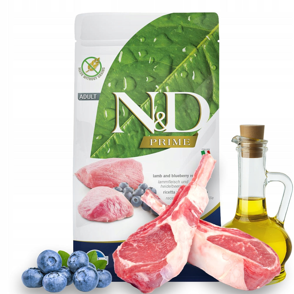 Farmina N&D Prime sucha karma dla kota bez zbóż 1,5 kg – jagnięcina z borówką