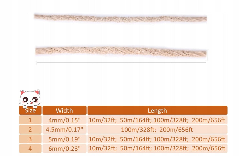 Lina jutowa do drapaka dla kota 4 mm, 50 m – naturalny sznurek do naprawy i DIY, beżowa