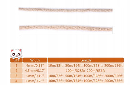 Lina jutowa do drapaka dla kota 4 mm, 50 m – naturalny sznurek do naprawy i DIY, beżowa