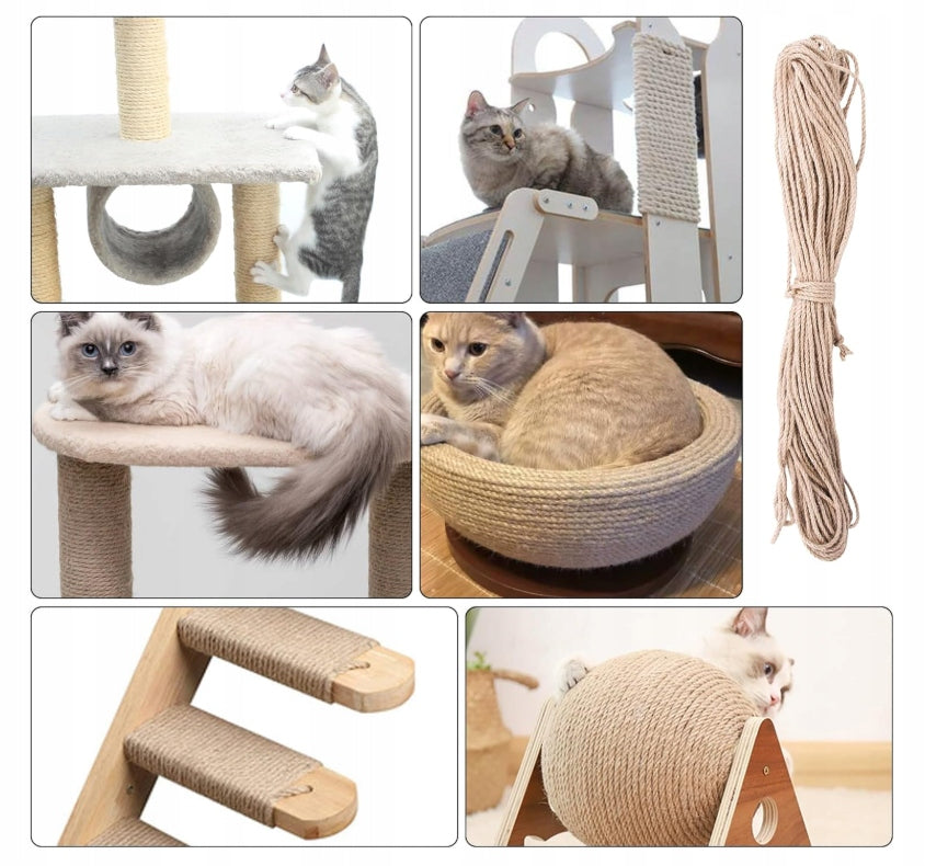 Lina jutowa do drapaka dla kota 4 mm, 50 m – naturalny sznurek do naprawy i DIY, beżowa
