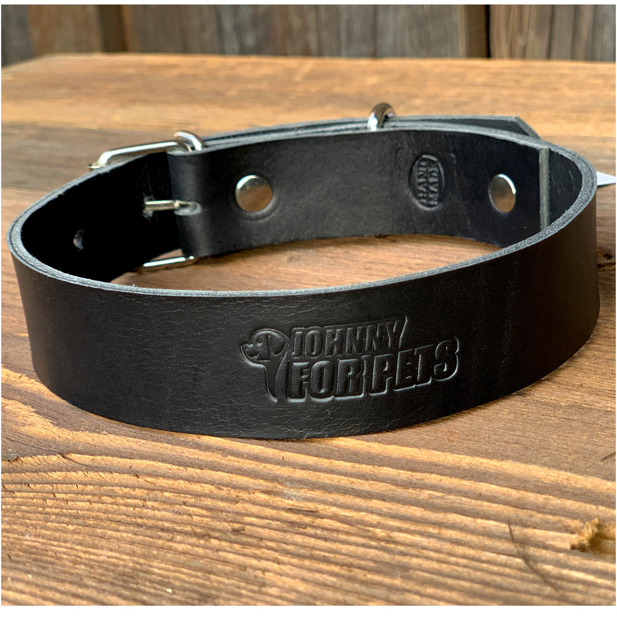 Obroża dla psa ze skóry bydlęcej 3 cm, stalowa klamra, obwód 45–57 cm – XL, czarna