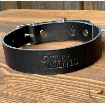 Obroża dla psa ze skóry bydlęcej 3 cm, stalowa klamra, obwód 45–57 cm – XL, czarna
