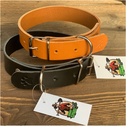 Obroża dla psa ze skóry bydlęcej 3 cm, stalowa klamra, obwód 45–57 cm – XL, czarna