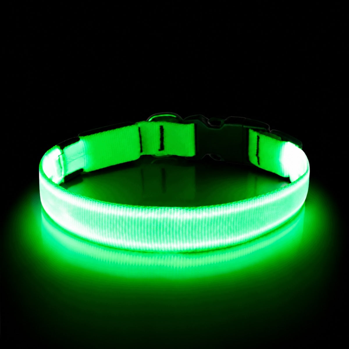 Świecąca obroża LED dla psa M ładowana USB-C, wodoodporna, 3 tryby, 40-50 cm – zielona