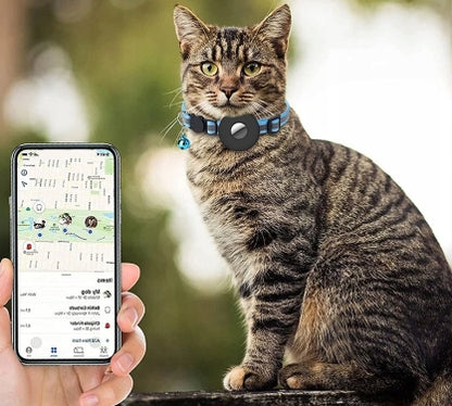 Obroża z lokalizatorem Bluetooth dla kota, bateria CR2032, aplikacja iOS/Android – czarna