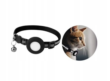 FindTag Obroża z lokalizatorem Bluetooth dla kota i psa, odblaskowa, 22-35 cm – czarna