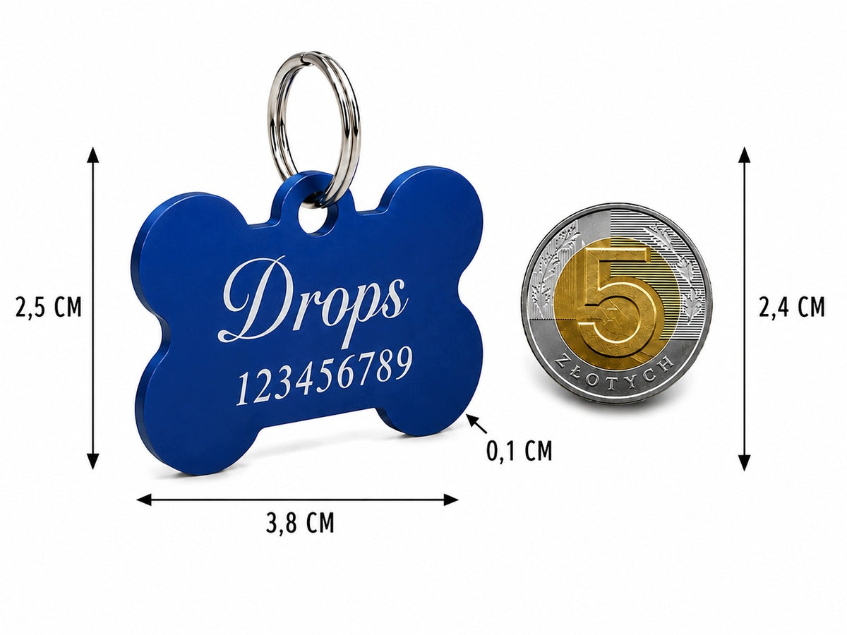 Obroża dla szczeniaka z adresówką z grawerem, regulowana 18–26 cm, XS – niebieska