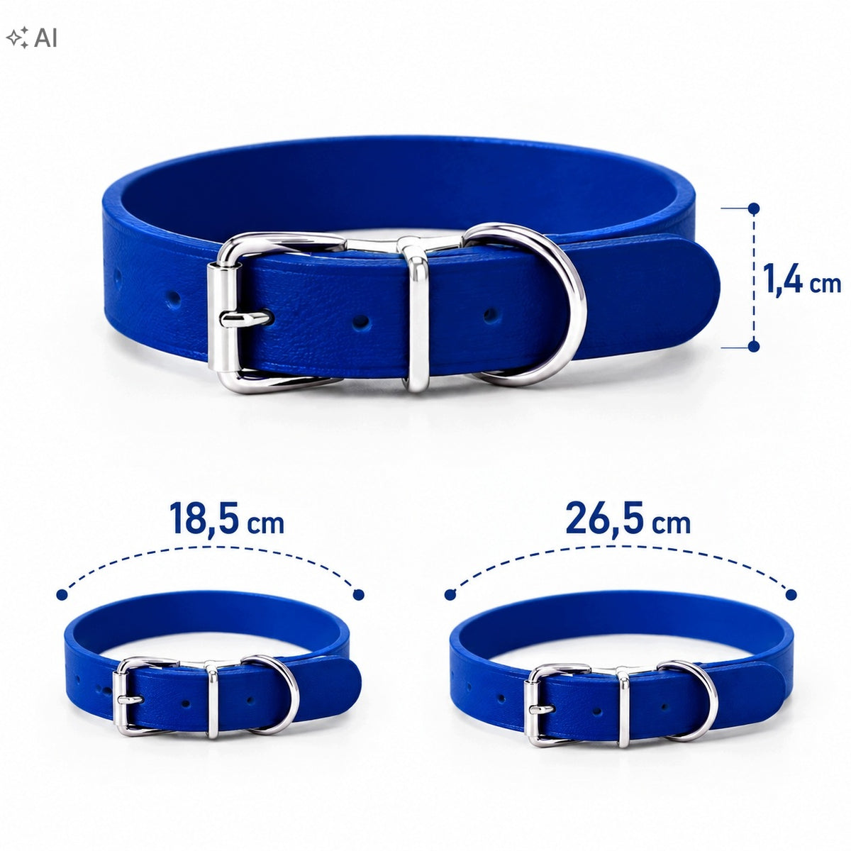 Obroża dla szczeniaka z adresówką z grawerem, regulowana 18–26 cm, XS – niebieska