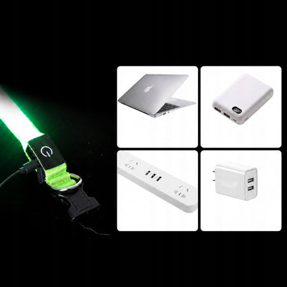 Obroża świecąca LED dla psa 38-50 cm, ładowana USB-C, 3 tryby, wodoodporna – zielona M