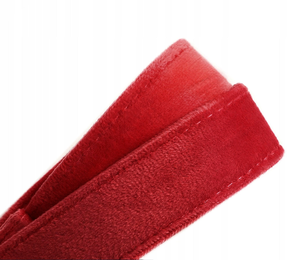 REVERSE Obroża welurowa dla psa z grawerem, regulowana 27-45 cm, 20 mm – czerwona, S/M