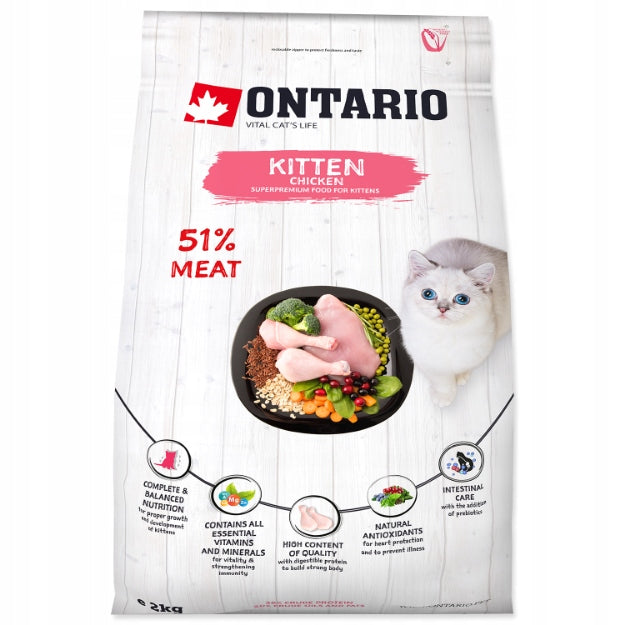 Ontario Cat Kitten sucha karma dla kociąt bezzbożowa z kurczakiem 2 kg – kurczak