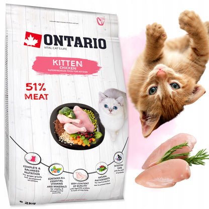 Ontario Cat Kitten sucha karma dla kociąt bezzbożowa z kurczakiem 2 kg – kurczak