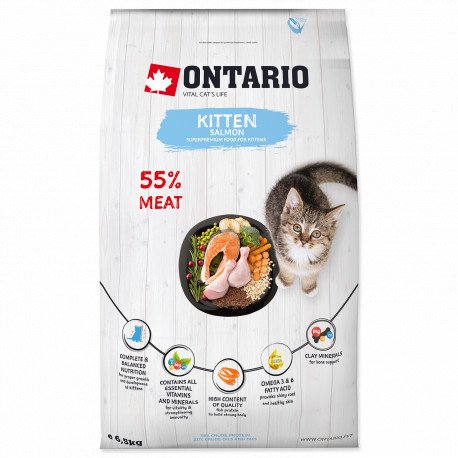Ontario Kitten sucha karma dla kociąt z łososiem 6,5 kg – dla kociąt i kotek w ciąży