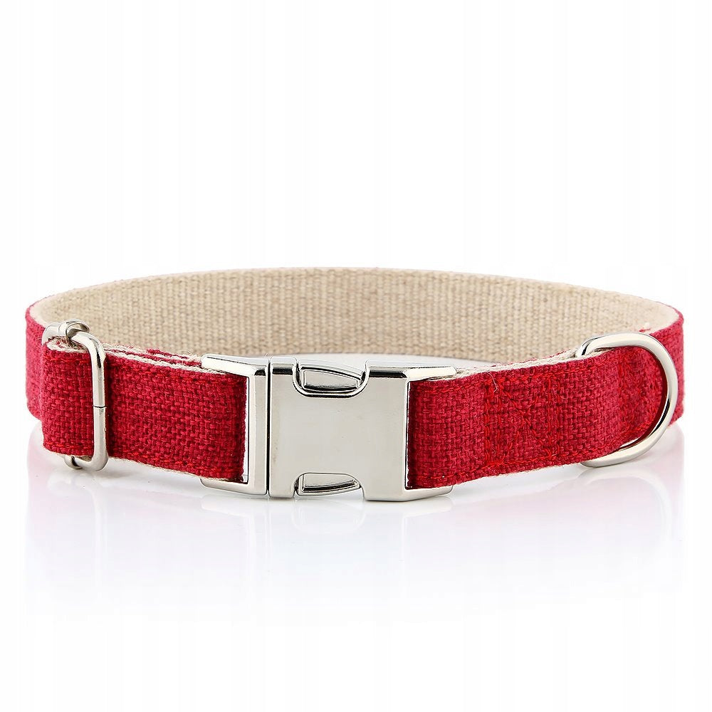 HUGGY DOGGY Obroża dla psa z grawerem na klamrze, konopna, 35–50 cm, rozmiar M – czerwona