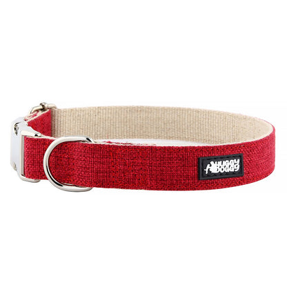 HUGGY DOGGY Obroża dla psa z grawerem na klamrze, konopna, 35–50 cm, rozmiar M – czerwona