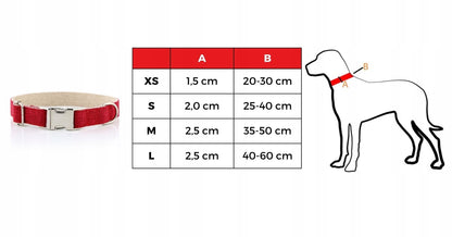 HUGGY DOGGY Obroża dla psa z grawerem na klamrze, konopna, 35–50 cm, rozmiar M – czerwona