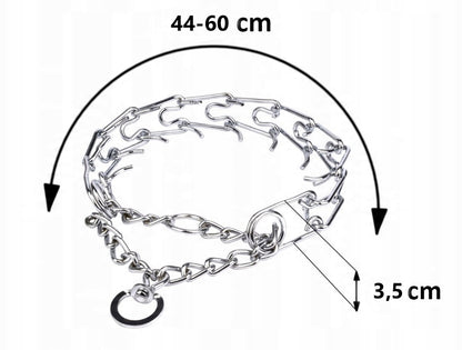 Obroża kolczatka metalowa dla dużego psa z osłonkami, półzacisk, 44–60 cm XL – srebrna