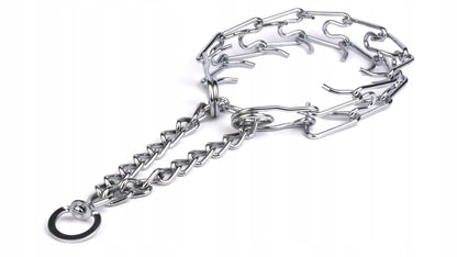 Obroża kolczatka metalowa dla dużego psa z osłonkami, półzacisk, 44–60 cm XL – srebrna