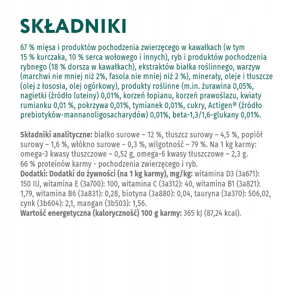 Optimeal mokra karma dla dorosłych kotów w galaretce 12 x 85 g – dorsz z warzywami