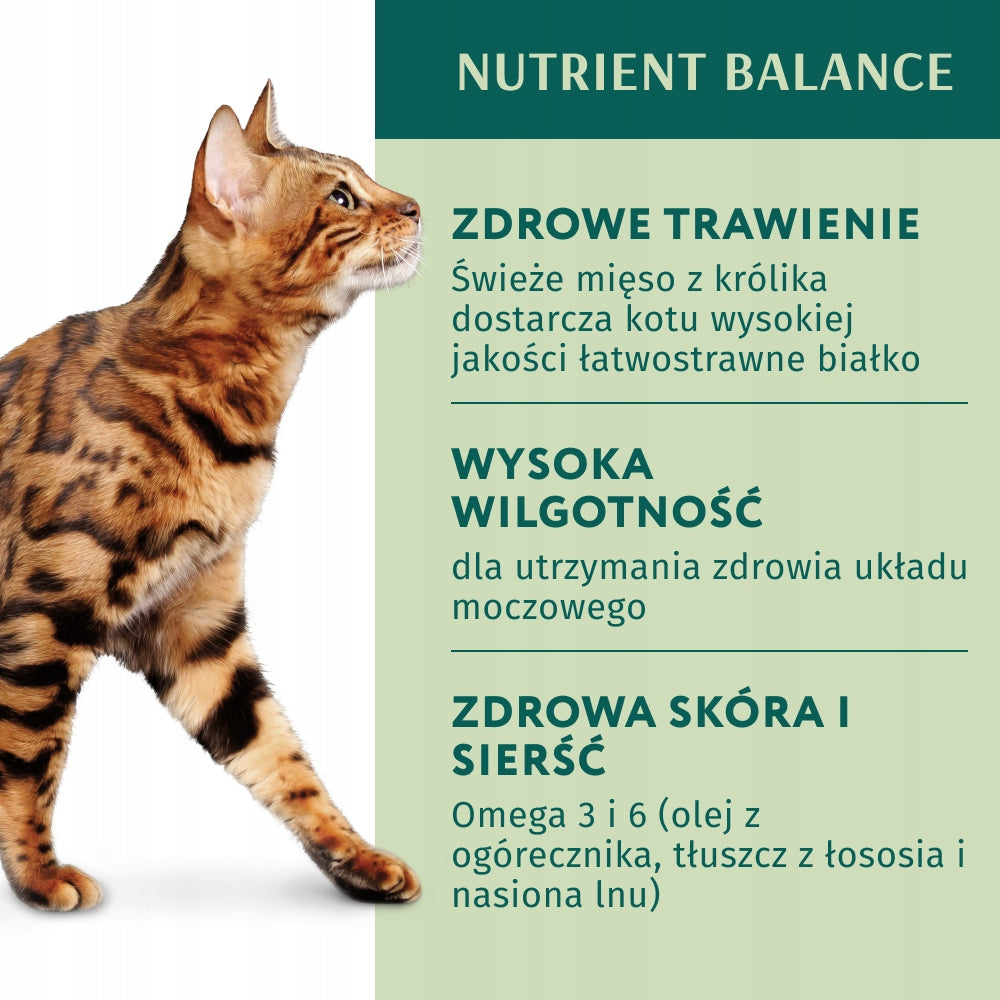 Optimeal mokra karma dla dorosłych kotów w saszetkach 12 x 85 g – królik z marchewką