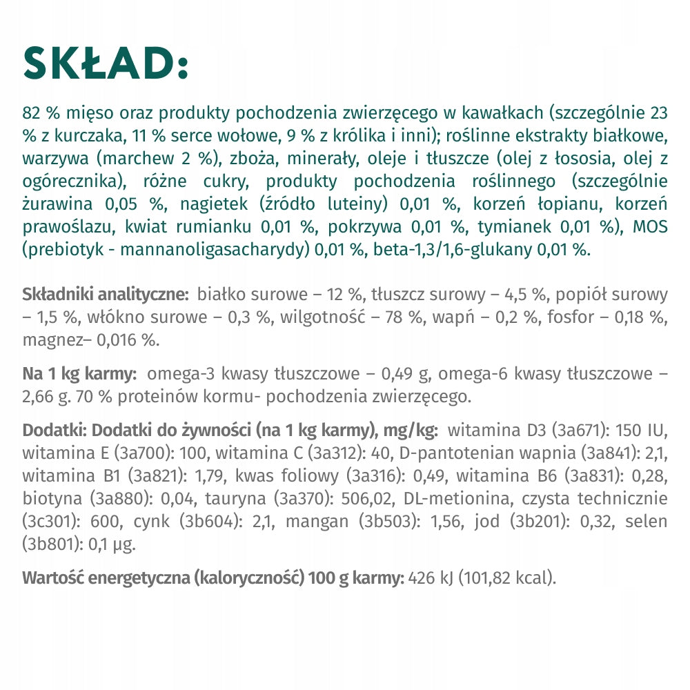 Optimeal mokra karma dla dorosłych kotów w saszetkach 12 x 85 g – królik z marchewką