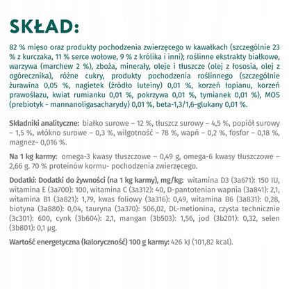 Optimeal mokra karma dla dorosłych kotów w saszetkach 12 x 85 g – królik z marchewką