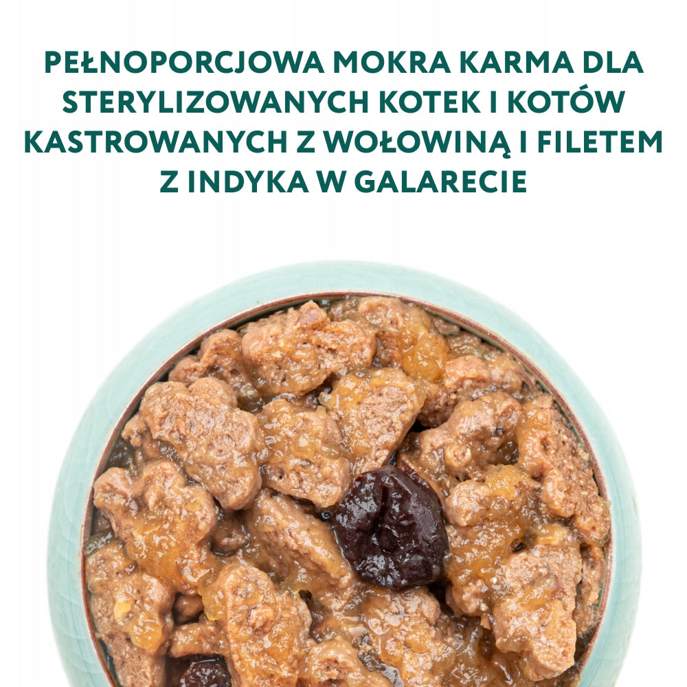 Optimeal mokra karma dla kotów sterylizowanych 12x85 g – wołowina i indyk w galaretce